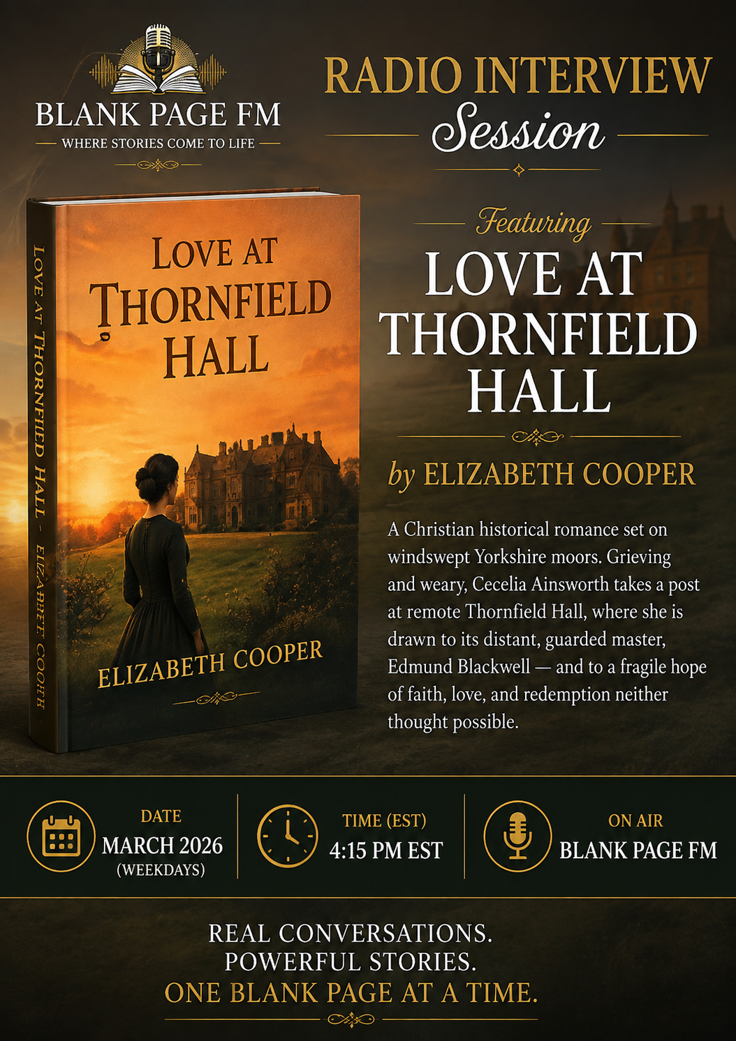 Elizabeth Cooper radio interview session banner