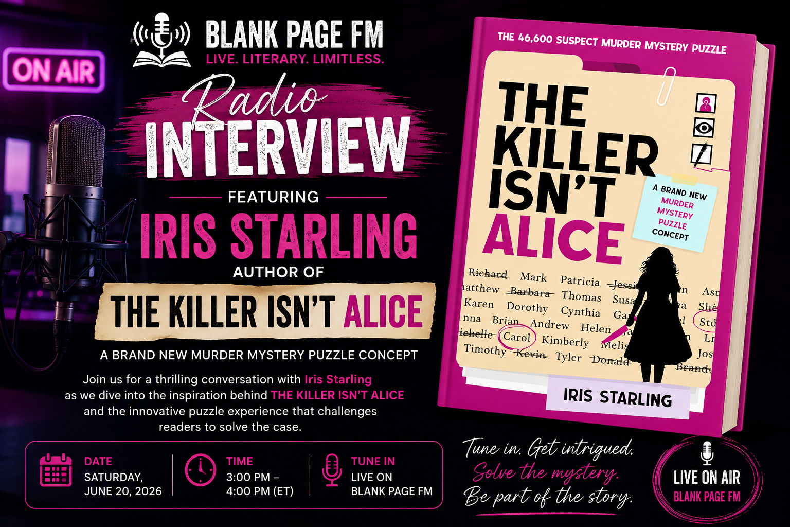 Iris Starling radio interview session banner