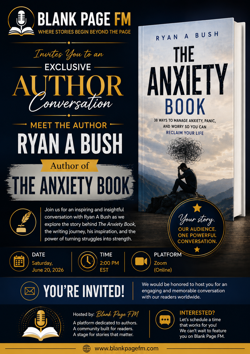Ryan A Bush radio interview session banner